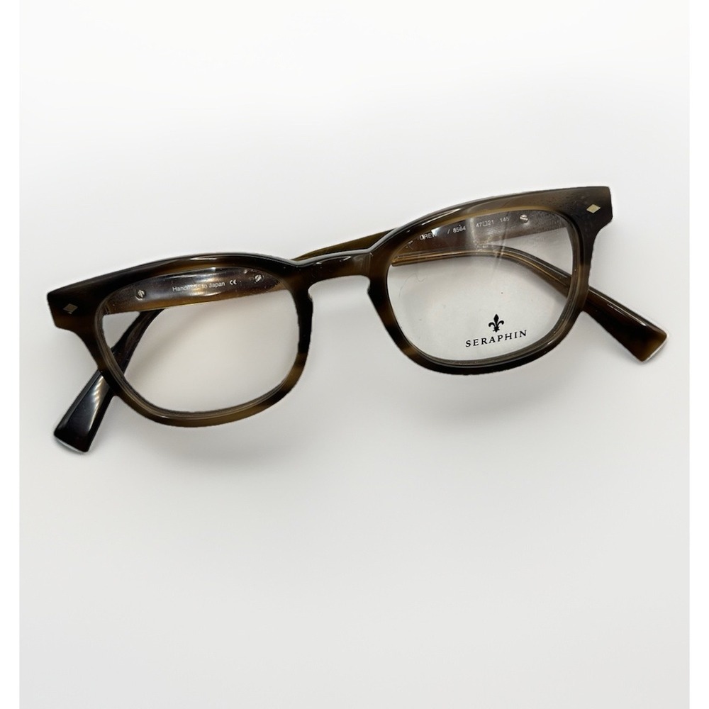 New SERAPHIN DREW 8564 Brown Antique Gold WAYFARER FRAMES 47-21-145mm‎ Japan